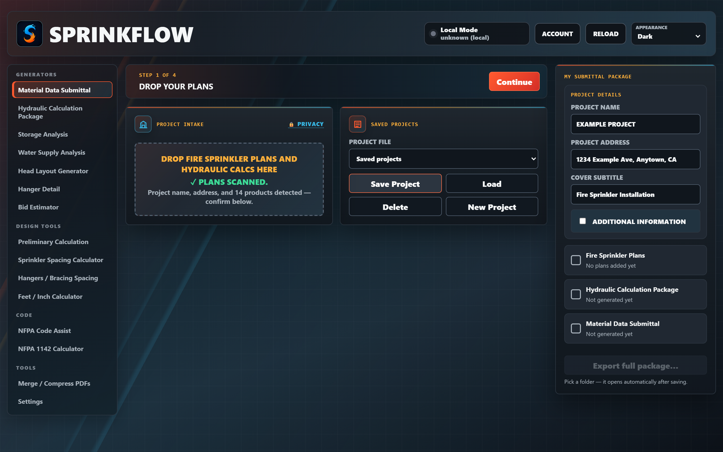 Project info and products auto-detected
