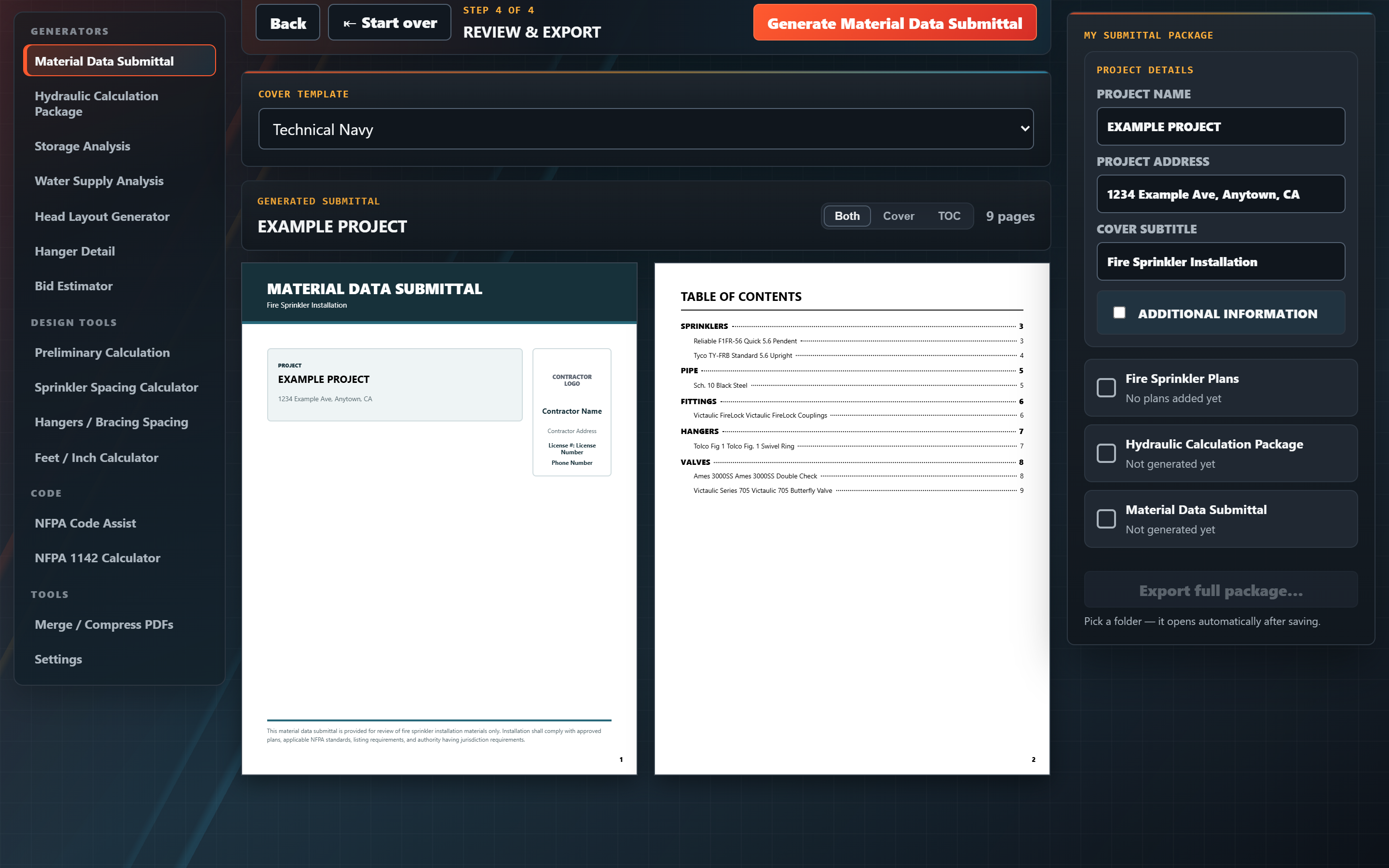 A clean, bookmarked submittal package