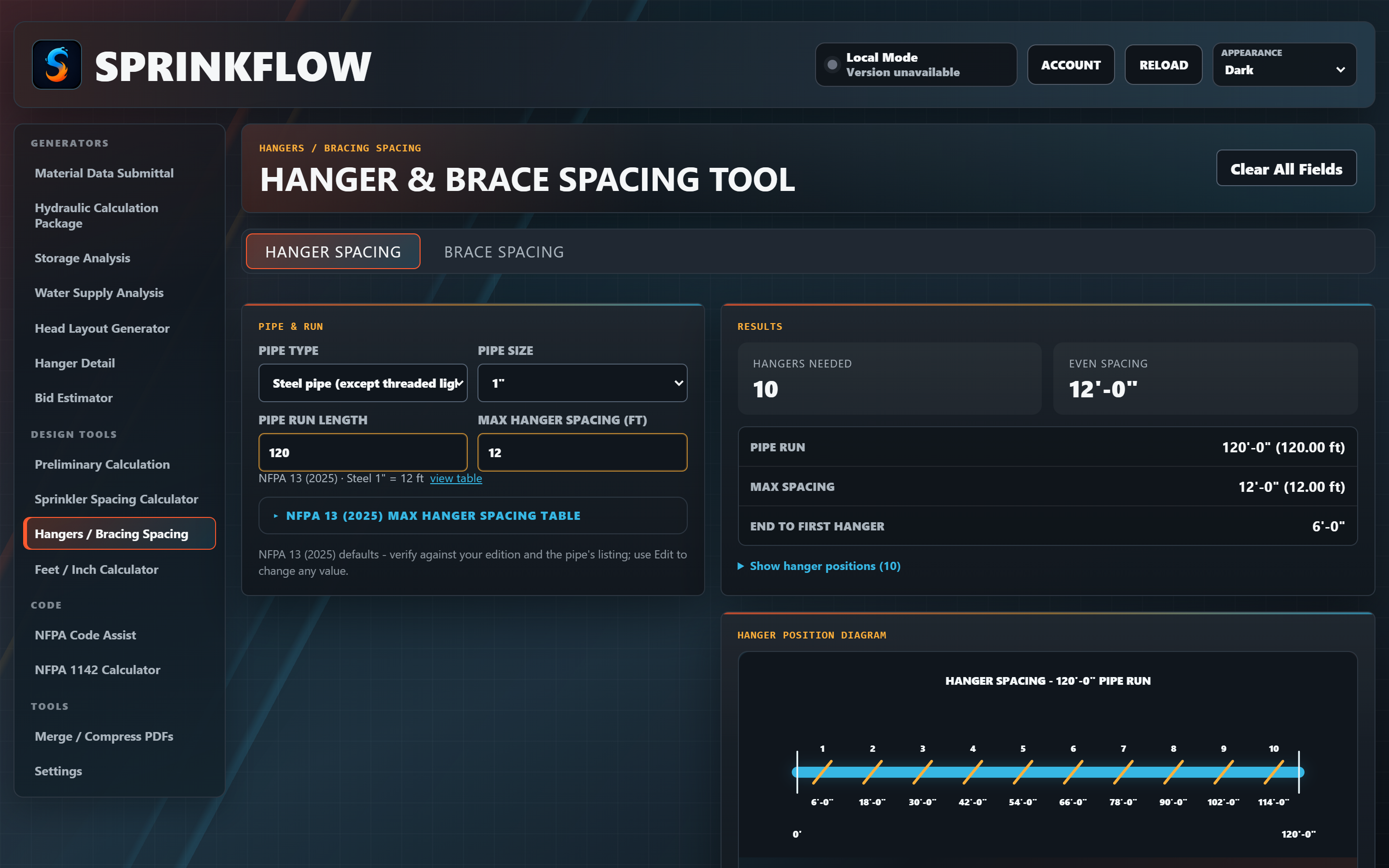 Hanger and brace spacing tool