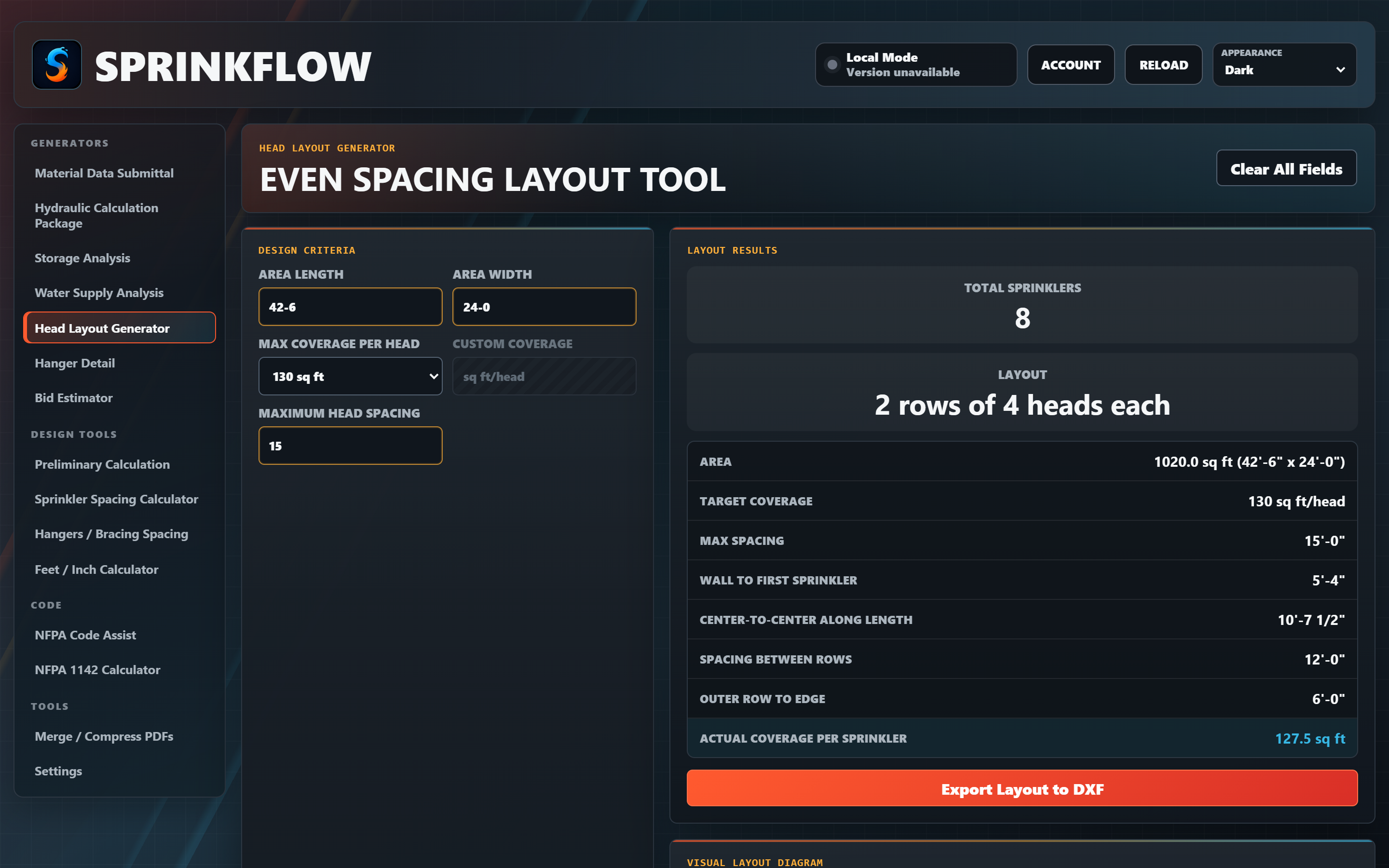 Even spacing head layout generator